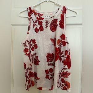 LOFT- Size S- white floral tank top